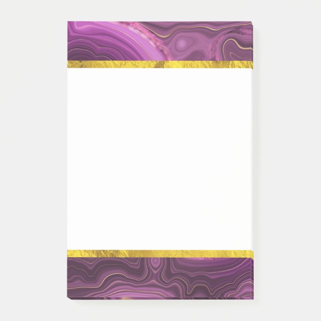 Purple Amethyst And Gold Abstract Agate Post-it Notes (Front)