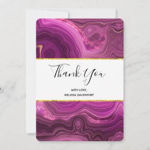 Purple Amethyst And Gold Abstract Agate Thank You Card