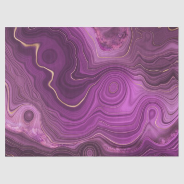 Purple Amethyst And Gold Abstract Agate Tissue Paper (Front)