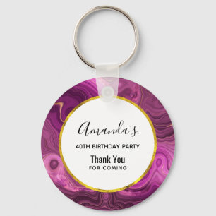 Purple Amethyst And Gold Agate Birthday Thank You Key Ring
