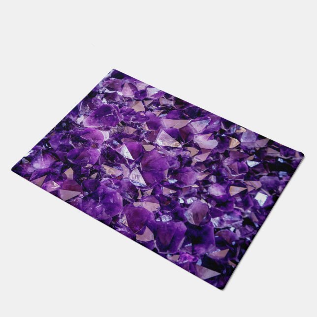 Purple Amethyst Crystal Gemstone Doormat Rug (Angled)