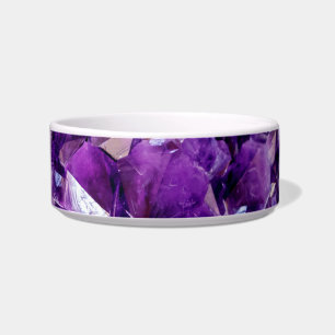Purple Amethyst Crystal Geode Ceramic Dog Bowl