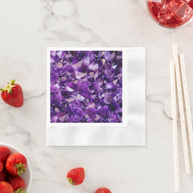 Purple Amethyst Crystal Geode Gems Paper Napkin (Insitu)