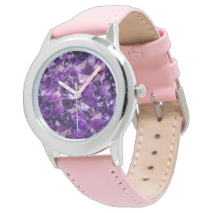 Purple Amethyst Crystal Geode Gems Wrist Watch
