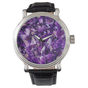 Purple Amethyst Crystal Geode Gems Wrist Watch