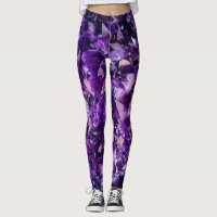 Purple Amethyst Crystal Geode Gemstone Leggings
