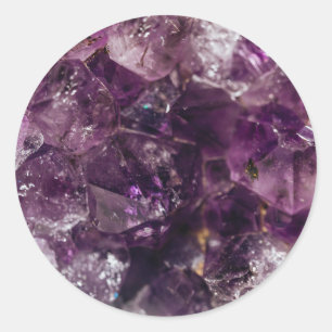 Purple Amethyst Crystal Quartz Energy Pattern Classic Round Sticker