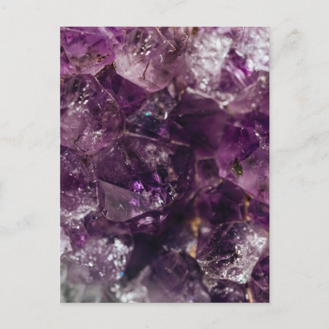 Purple Amethyst Crystal Quartz Energy Pattern Postcard (Front)