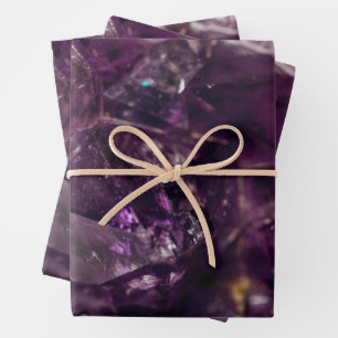 Purple Amethyst Crystal Quartz Energy Pattern Wrapping Paper Sheet