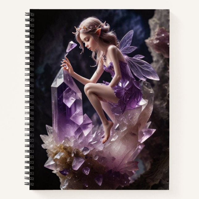  Purple Amethyst Crystals Magical Fairy Notebook (Front)