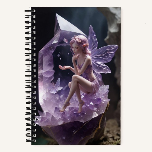  Purple Amethyst Crystals Magical Fairy Notebook (Front)