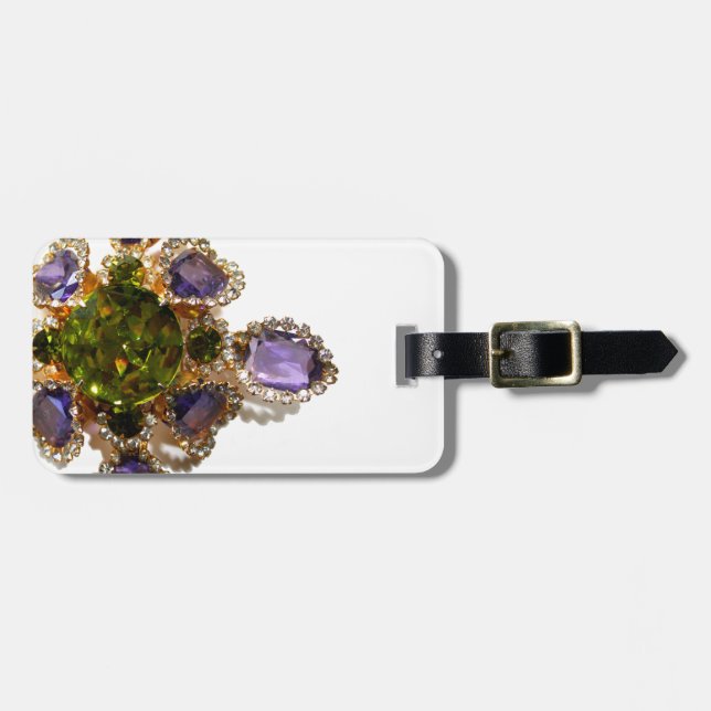 Purple Amethyst Diamonds Emeralds jewellery  Luggage Tag (Front Horizontal)