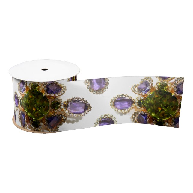 Purple Amethyst Diamonds Emeralds jewellery  Satin Ribbon (Spool)