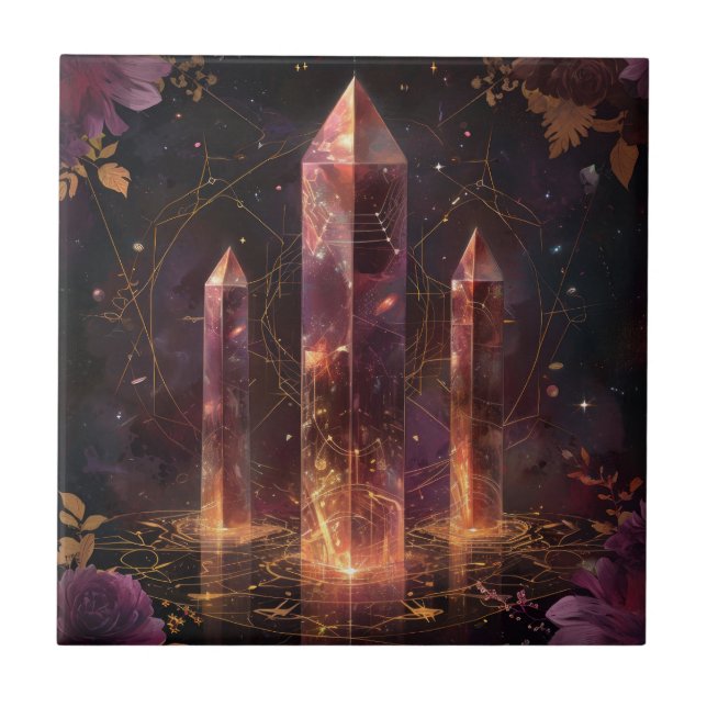 Purple Amethyst Galaxy Fantasy Pattern Tile (Front)