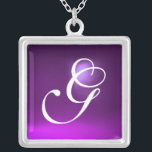 Purple Amethyst Gem  Monogram Silver Plated Necklace<br><div class="desc">Elegant and unique design  with gemstone. Very accurated nurbs modelling and rendering in 3D Studio Max by Bulgan Lumini .Part from series Hyper Talismans.</div>