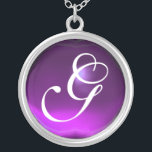 Purple Amethyst Gem  Monogram Silver Plated Necklace<br><div class="desc">Elegant and unique design  with gemstone. Very accurated nurbs modelling and rendering in 3D Studio Max by Bulgan Lumini .Part from series Hyper Talismans.</div>