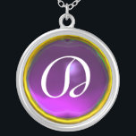 Purple Amethyst Gem  Monogram Silver Plated Necklace<br><div class="desc">Elegant and unique design  with gemstone. Very accurated nurbs modelling and rendering in 3D Studio Max by Bulgan Lumini .Part from series Hyper Talismans.</div>