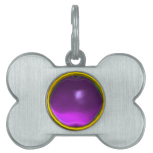 PURPLE AMETHYST GEM STONE PET TAG