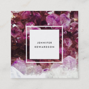 Purple amethyst gemstone crystal professional square business card