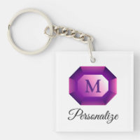 Purple Amethyst gemstone jewel custom monogram