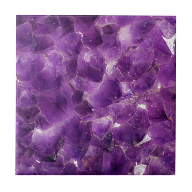 Purple Amethyst Gemstone Rock February Birthstone Tile (Front)