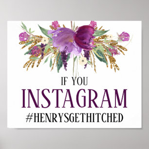 Purple Amethyst Gold Sparkles Instagram Sign