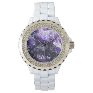 Purple amethyst Personalised Name Watch
