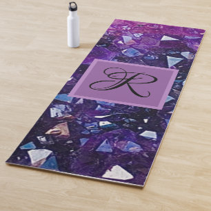 Purple Amethyst Quartz Crystal Monogram Yoga Mat