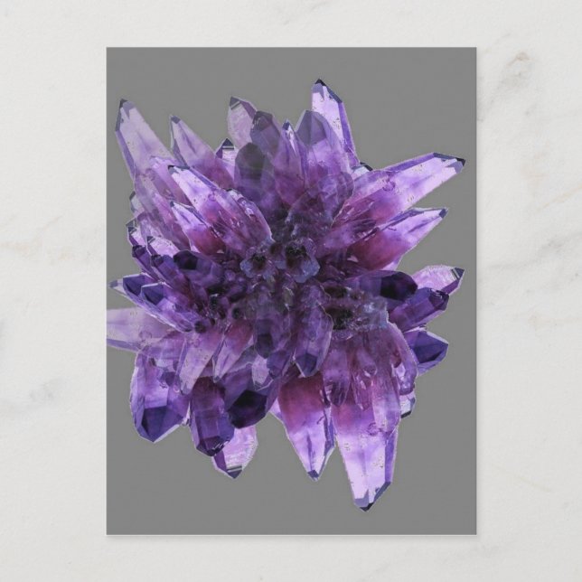 PURPLE AMETHYST QUARTZ CRYSTALS MINERAL POSTCARD (Front)