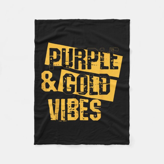 Purple &amp; Gold Game Day Football Shirt School A Fleece Blanket (Front)
