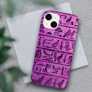 Purple Ancient Egyptian Hieroglyphs iPhone 14 Case