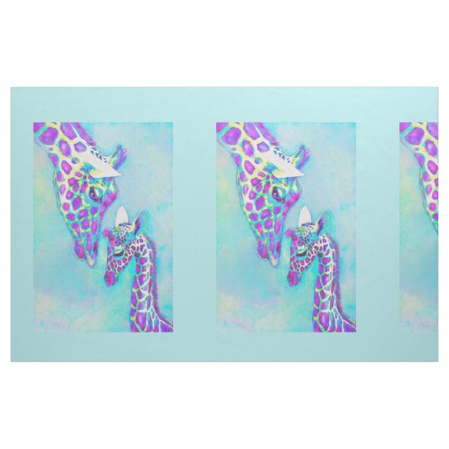 Purple and Aqua Giraffes- large Fabric (Yard)