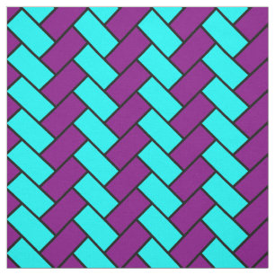 Purple and Aqua Herringbone Fabric