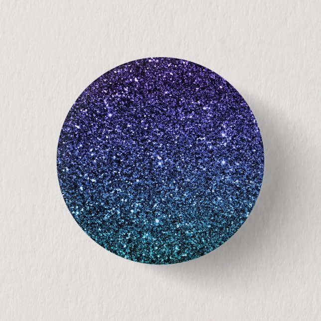 Purple and Aqua Ombre Faux Glitter 3 Cm Round Badge (Front)