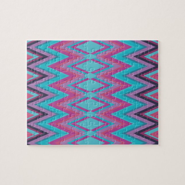 Purple and Aqua Tribal Jigsaw Puzzle (Horizontal)