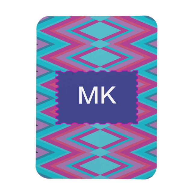 Purple and Aqua Tribal Magnet (Vertical)