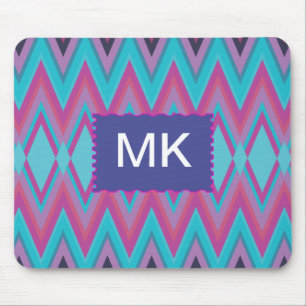 Purple and Aqua Tribal Mouse Pad