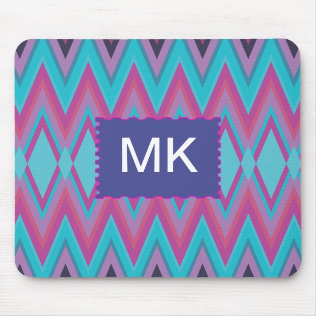Purple and Aqua Tribal Mouse Pad (Front)