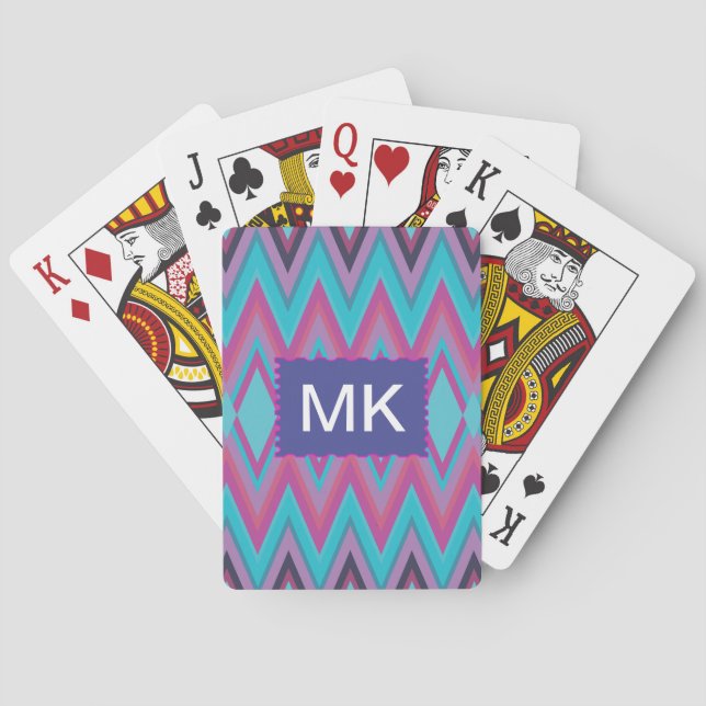 Purple and Aqua Tribal Playing Cards (Back)