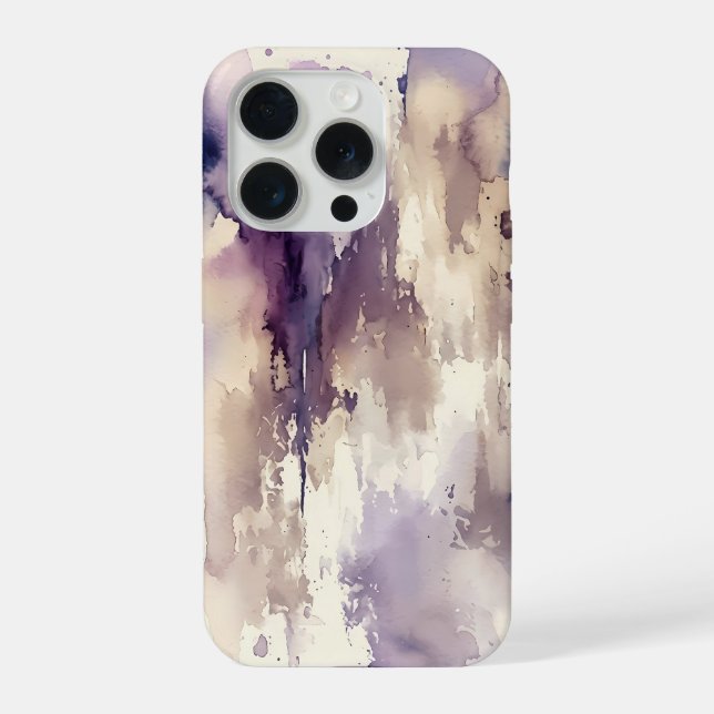  Purple and Beige Abstract Watercolor iPhone Case (Back)