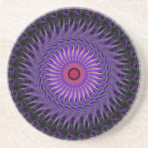 Purple and Black Abstract Coaster