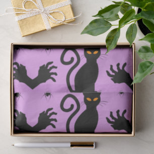 Purple and Black Cat Spiders Spooky Halloween Tissue Paper