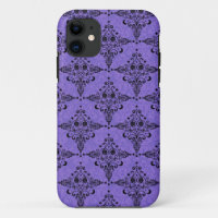 Purple and Black Celestial Damask Pattern