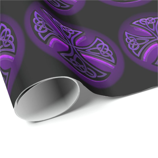 Purple and Black Celtic Cross Wrapping Paper (Roll Corner)