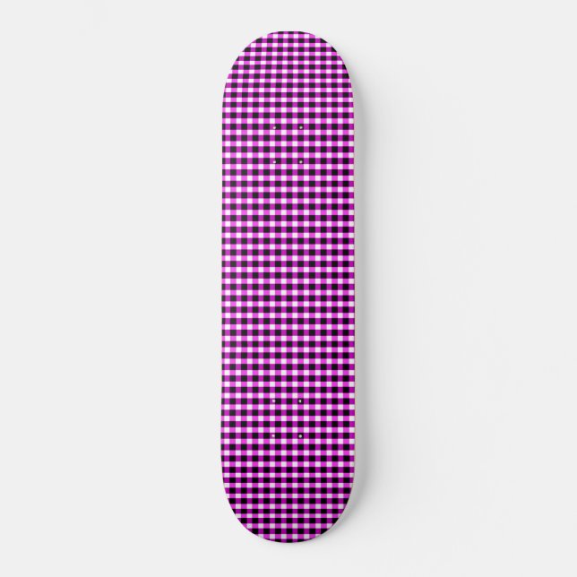 Purple And Black Checks,  Skateboard (Front)