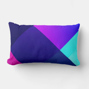 Purple and black chequered illustration lumbar cushion