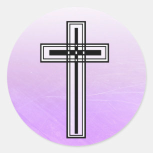 Purple and Black Cross Religious Stickers