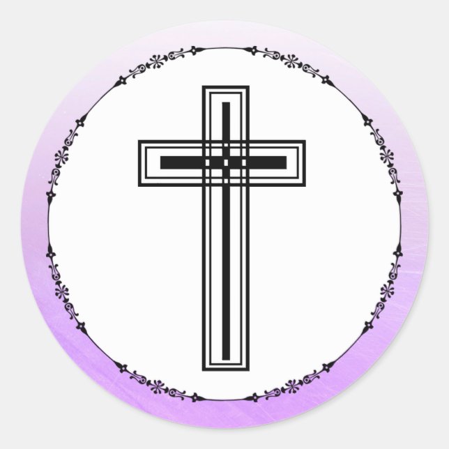 Purple and Black Cross Religious Stickers (Front)