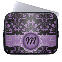 Purple and Black Damask Monogram