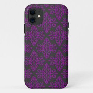 Purple and Black Damask Pattern Case-Mate iPhone Case